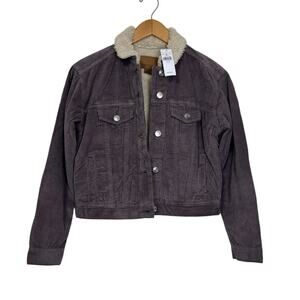 American Eagle Soft Purple Corduroy Sherpa Lined Trucker Jacket NEW Size XS